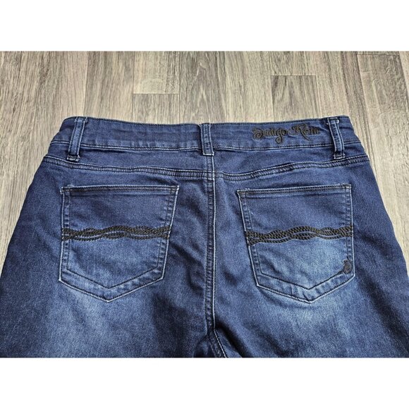 Indigo Rein Jeans Womens Juniors 13 Blue Skinny Denim Dark Wash Embroidered - Picture 3 of 10